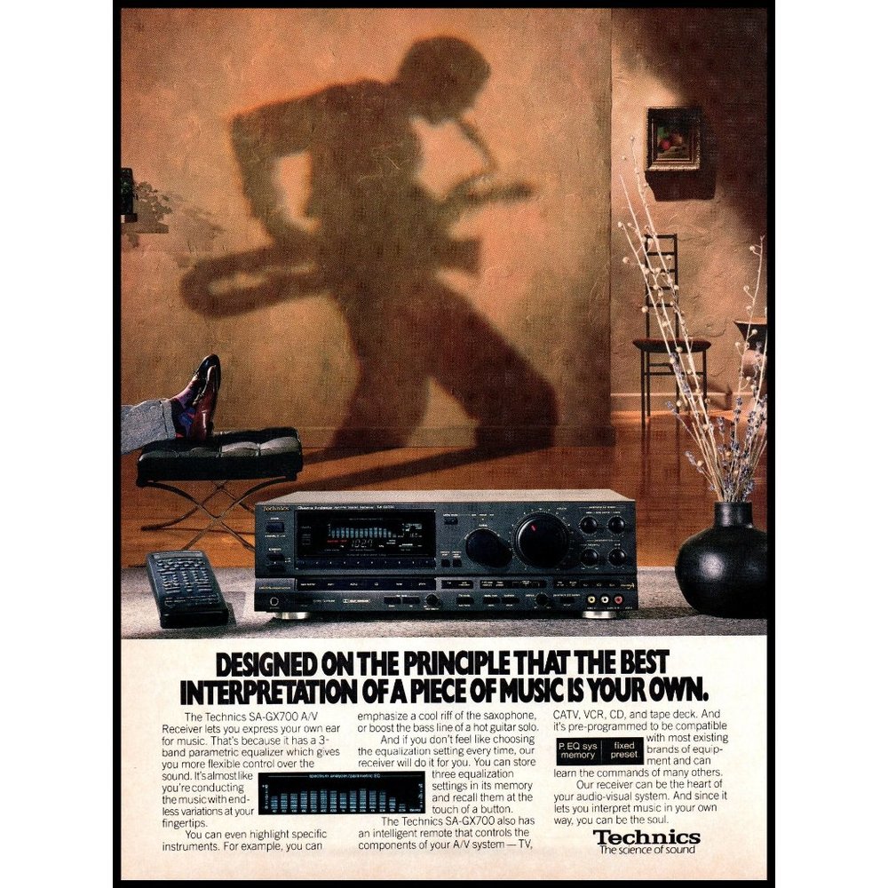 1990 Technics SA-GX700 Receiver Vintage Print Ad Audiophile Science of Sound Art
